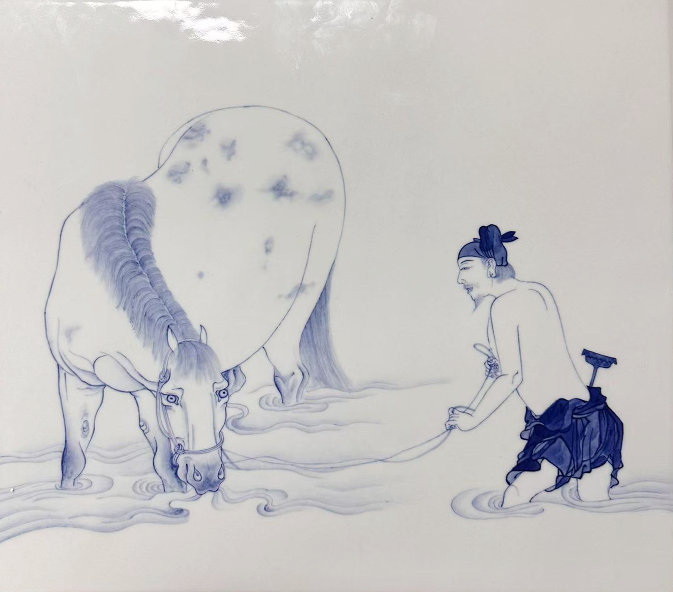 清溪饮马图
