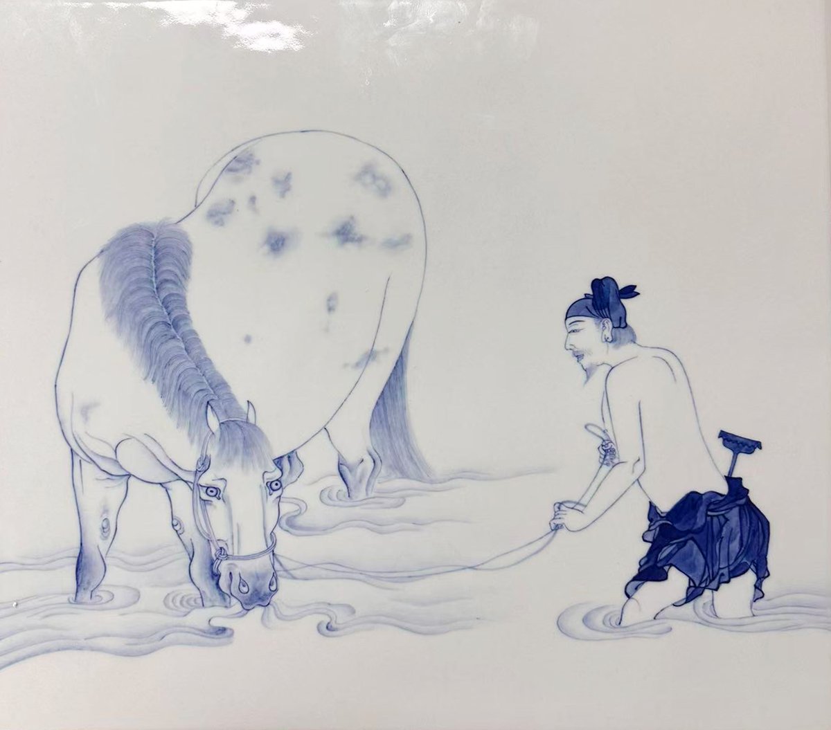 清溪饮马图